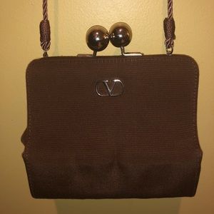 Valentino Brown Fabric Evening Bag